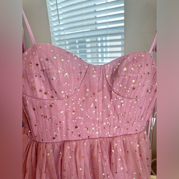 Starry PInk Tulle Prom Dress - Picture 5 of 7